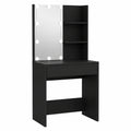 Tocador de Maquillaje Negro con LED 60x40x140 cm para Dormitorio