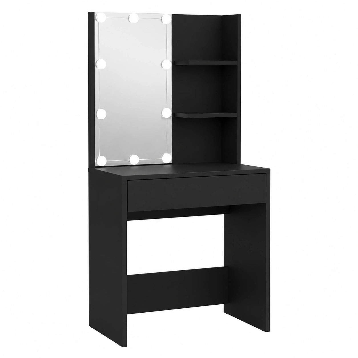 Tocador de Maquillaje Negro con LED 60x40x140 cm para Dormitorio