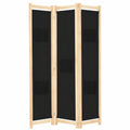Separador de Ambientes 3 Paneles de Tela Negro 120x170 cm para Hogar