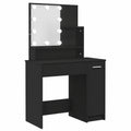 Mesa de Maquillaje con Espejo LED Negro para Dormitorio 86,5x35x136 cm