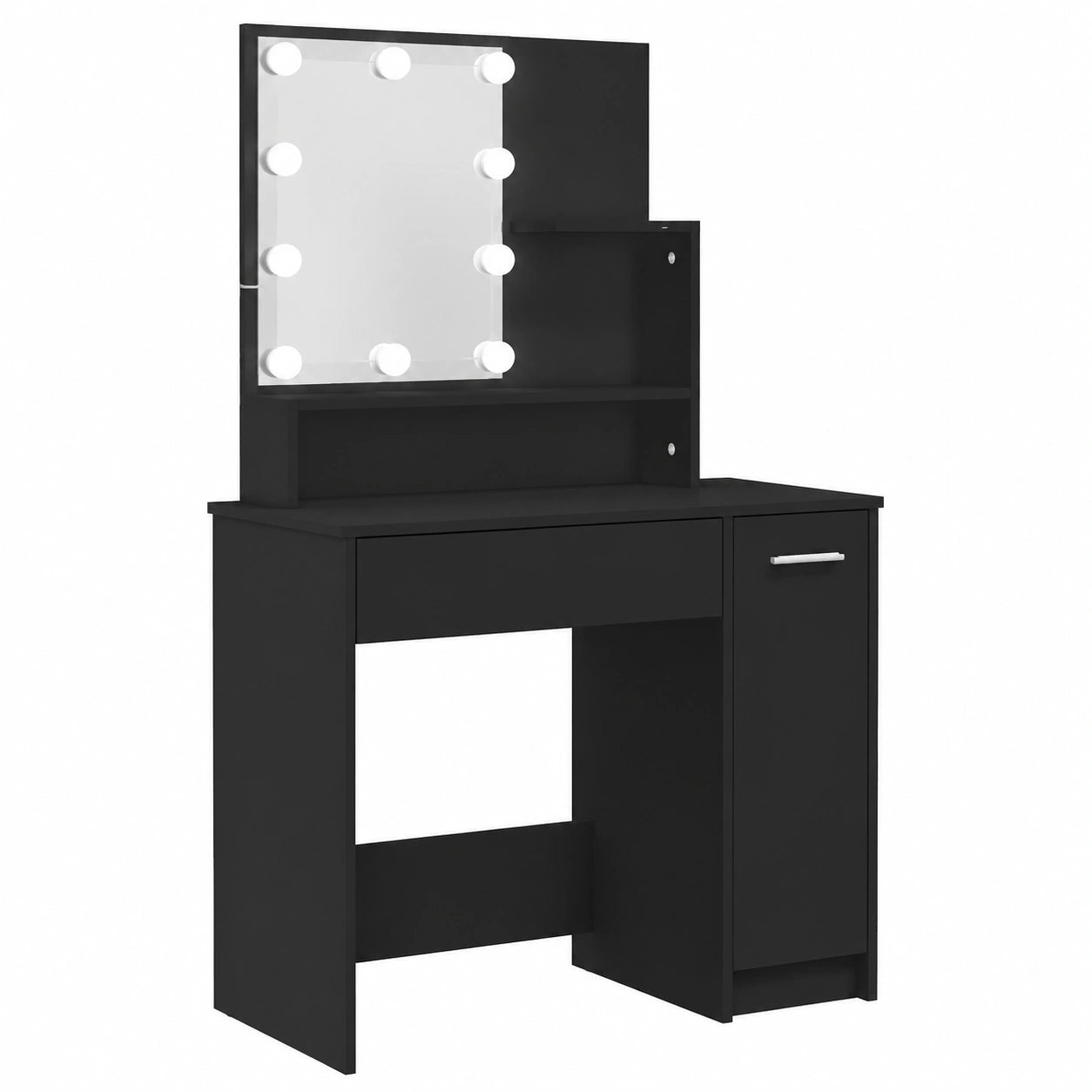 Mesa de Maquillaje con Espejo LED Negro para Dormitorio 86,5x35x136 cm