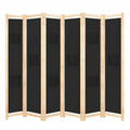 Biombo Plegable Negro 6 Paneles 240x170 cm para Separación de Espacios