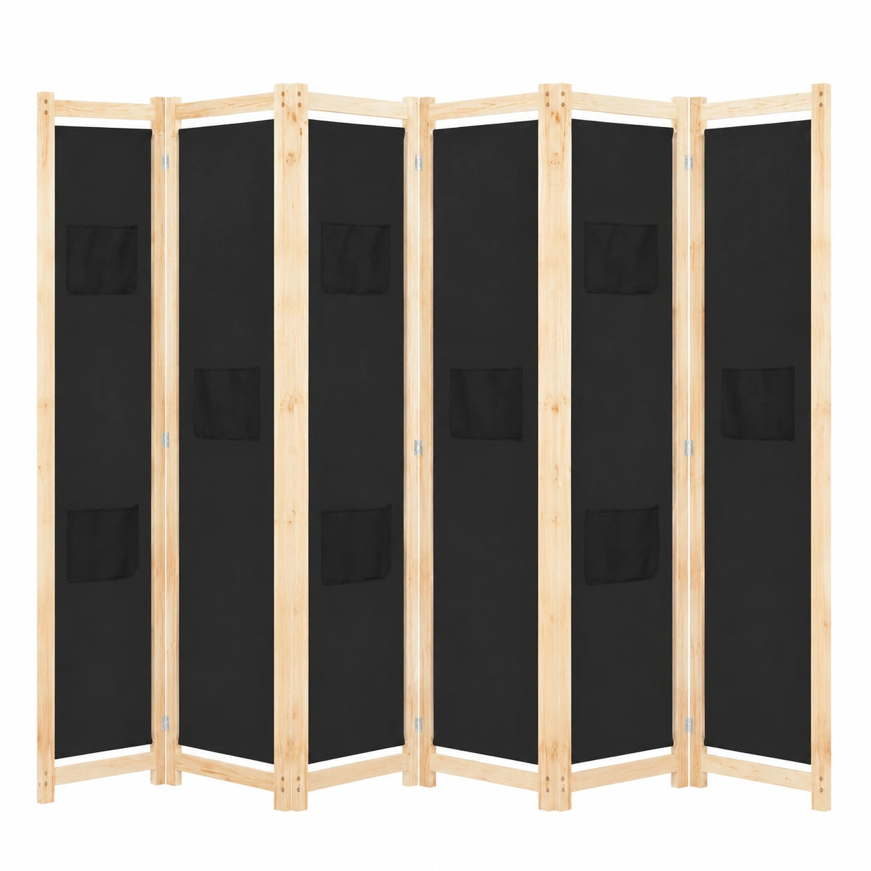 Biombo Plegable Negro 6 Paneles 240x170 cm para Separación de Espacios