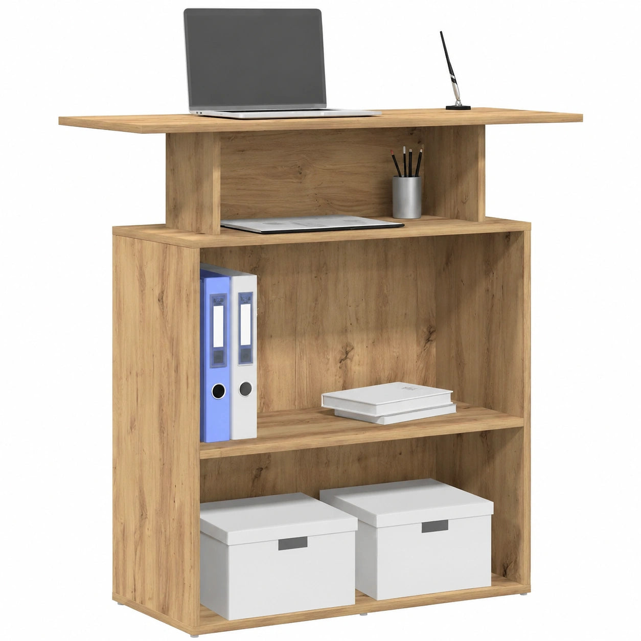 Mostrador de Recepción de Madera Roble Artisan 100x40x104 cm para Oficina o Tienda