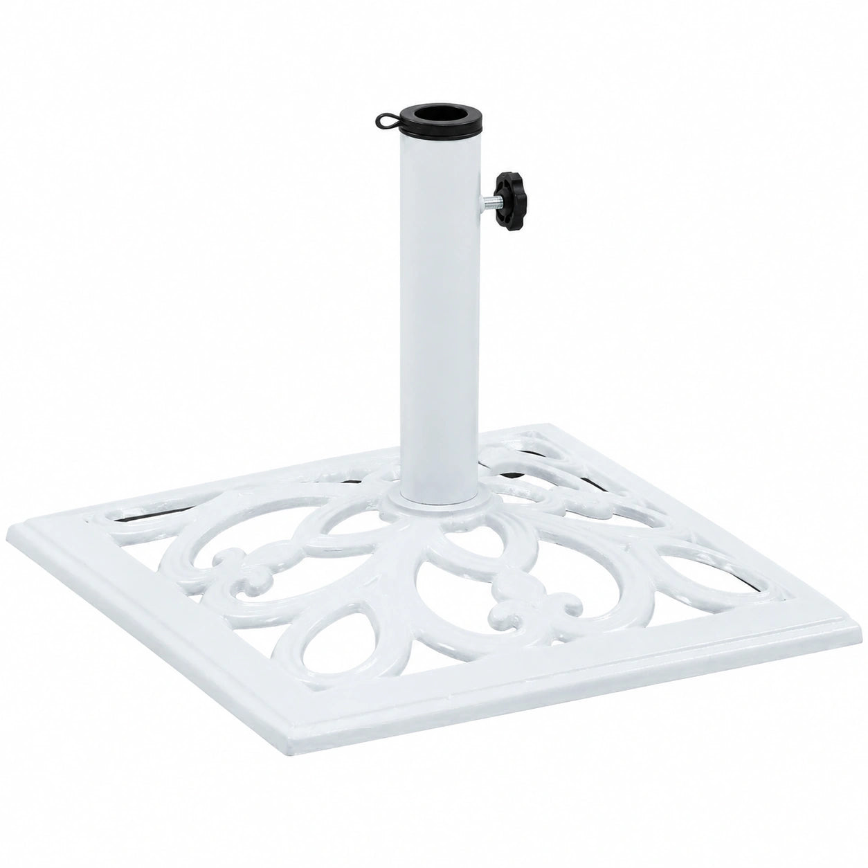 Base para Sombrilla de Hierro Fundido Blanco, 12 kg, 49 cm, Ideal para Terraza