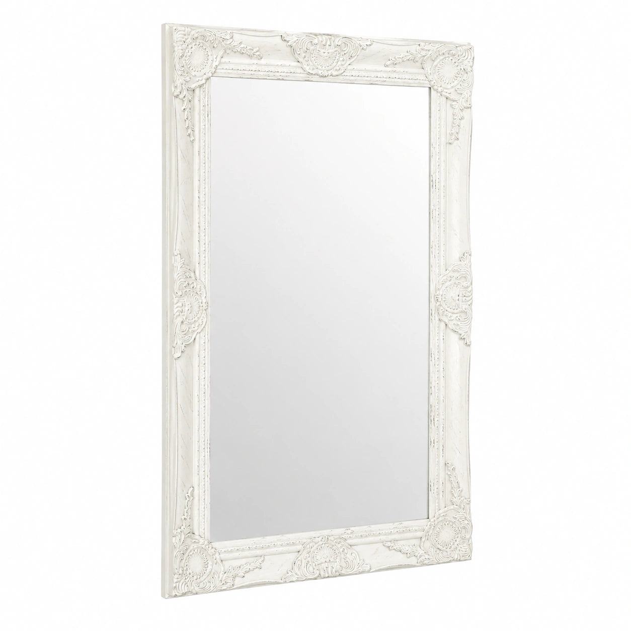 Espejo Rectangular Barroco para Baño, Decoración de Pared, 50x80 cm, Blanco
