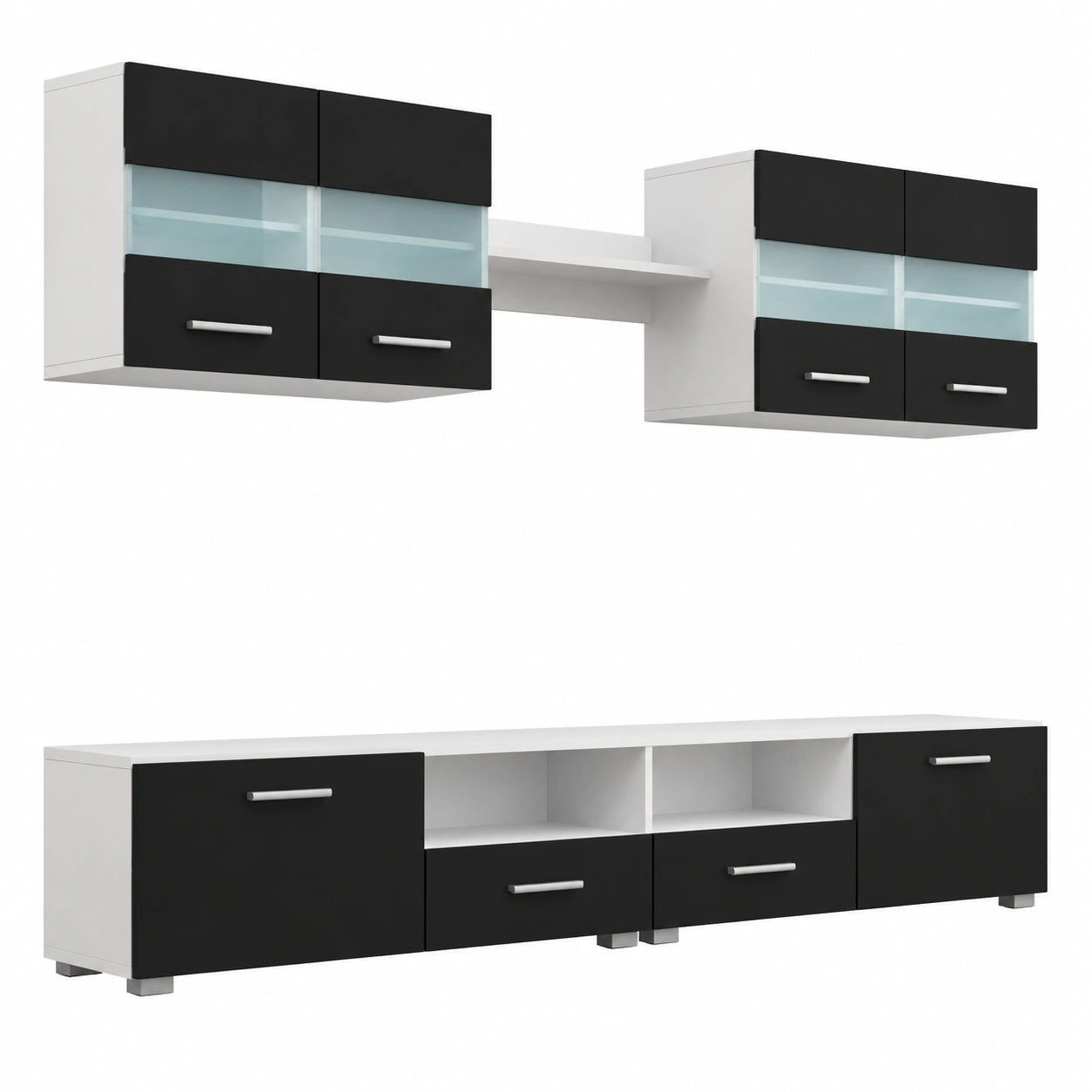Conjunto de Muebles de TV Moderno con LED Negro - 5 Piezas