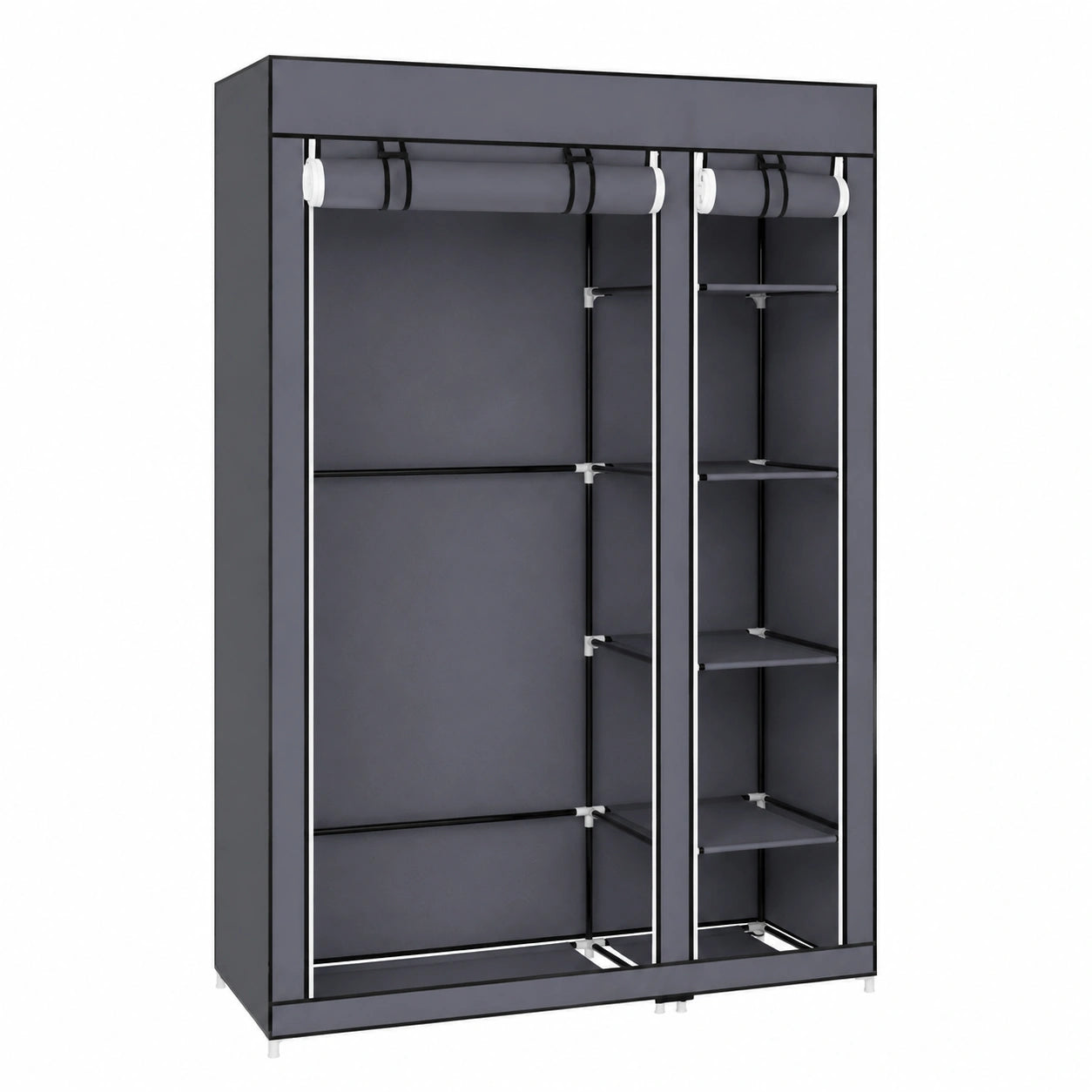Armario de Tela con Perchero y Almacenaje, 170x110x45 cm, Gris