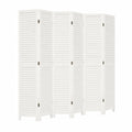 Panel Separador de Ambiente de 6 Pliegues de Madera Paulownia, Color Blanco
