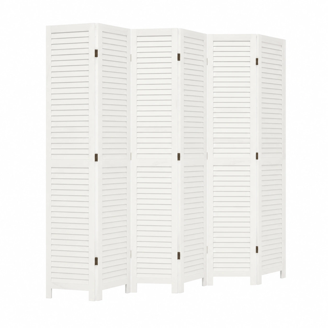 Panel Separador de Ambiente de 6 Pliegues de Madera Paulownia, Color Blanco