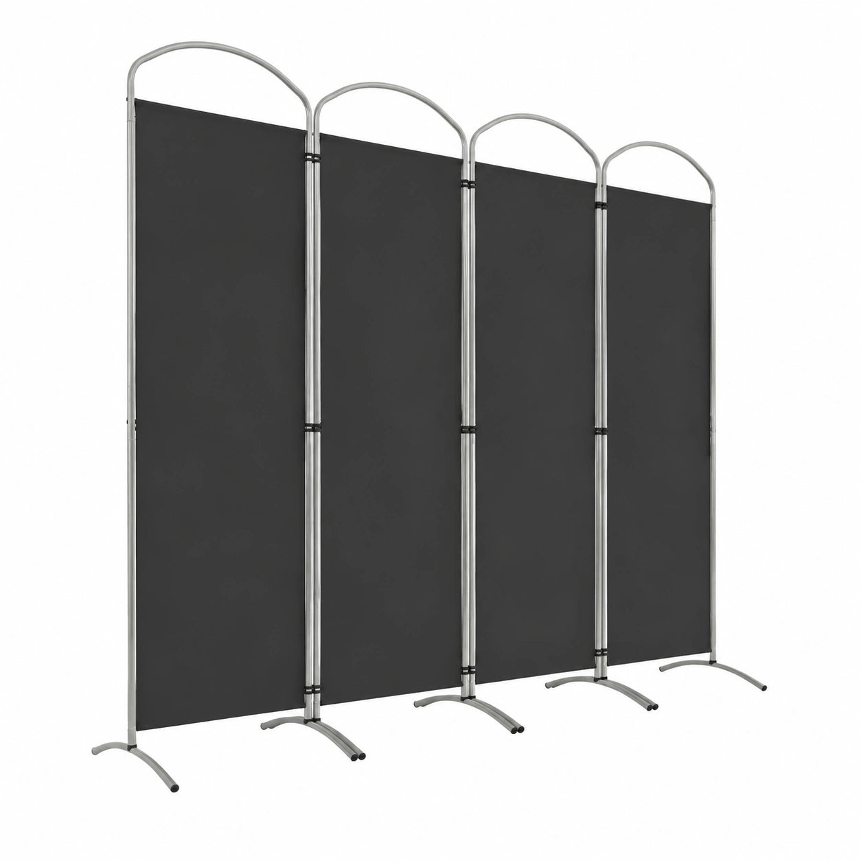 Separador de Ambientes Plegable de 6/4 Paneles con Marco Metálico, Pantalla Portátil para Privacidad en Sala, Dormitorio u Oficina, Color Negro