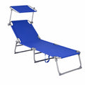 Tumbonas Plegables para Jardín con Respaldo Ajustable y Parasol, Soporta hasta 150 kg, Azul