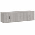 Mueble de TV Gris con Vitrina y Estantería de Madera, 80x34,5x40 cm