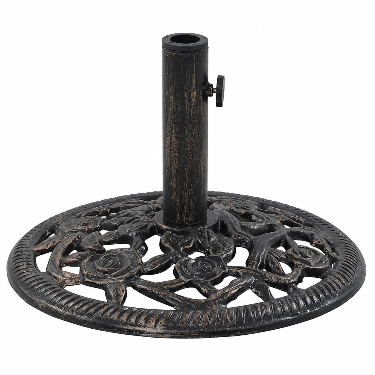 Soporte de Sombrilla Hierro Fundido 12 kg Bronce para Terraza