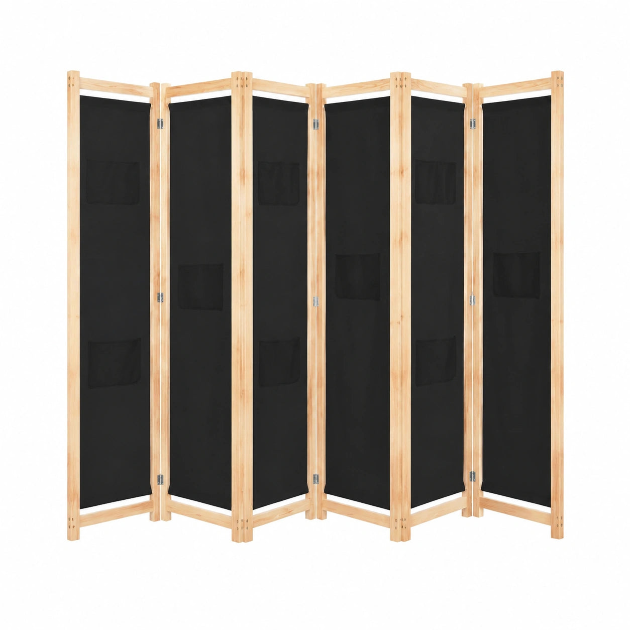 Separador de Ambientes 6 Paneles Tela Negro 240x170 cm
