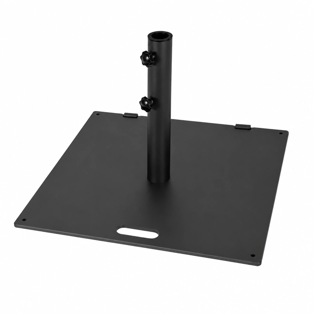 Base de Sombrilla de Jardín de Metal GOPLUS, 22.5 KG, Compatible con Postes de 40/50 mm, Incluye 2 Adaptadores y 2 Ajustes, Soporte para Parasol con Asa para Patio y Balcón (Negro)