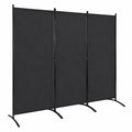 Separador de Ambientes de 3 Paneles Plegable con Marco Metálico en Negro
