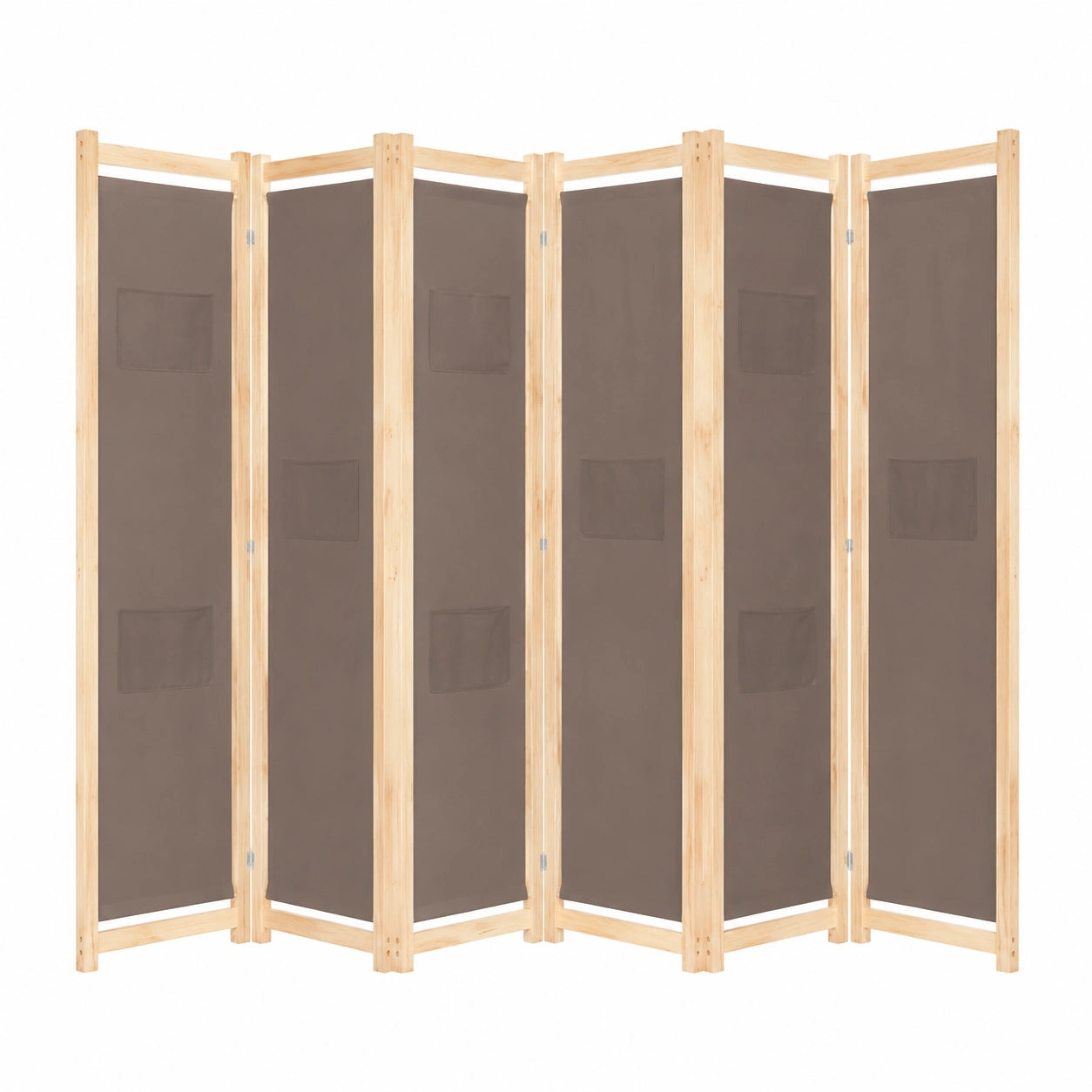 Separador de Ambientes 6 Paneles Marrón para Hogar y Oficina, 240x170 cm