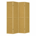 Biombo de Madera 4 Paneles para Oficina y Hogar, Separador de Espacios, Color Marrón