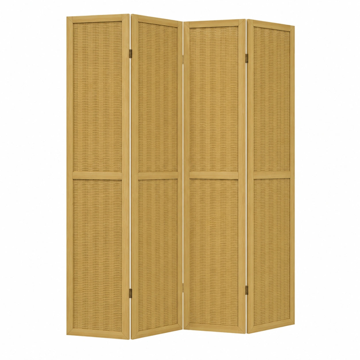 Biombo de Madera 4 Paneles para Oficina y Hogar, Separador de Espacios, Color Marrón