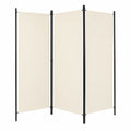 Biombo de 3 Paneles en Tela Crema, Divisor de Habitación Plegable, Ideal para Dormitorio y Oficina