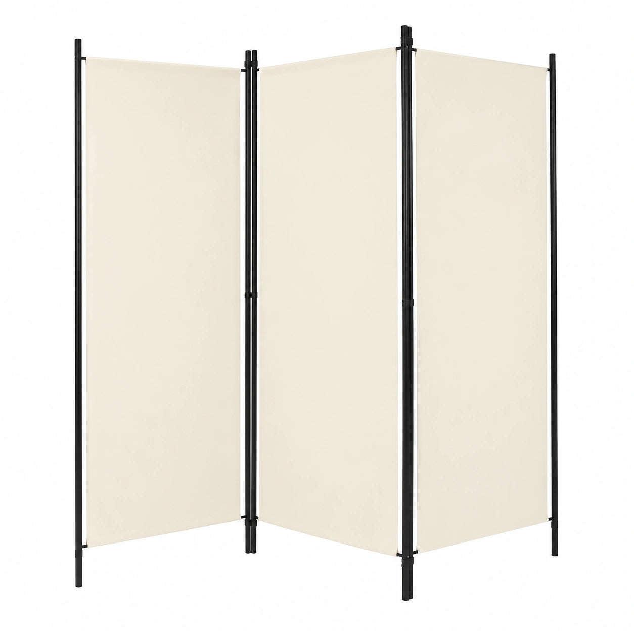 Biombo de 3 Paneles en Tela Crema, Divisor de Habitación Plegable, Ideal para Dormitorio y Oficina