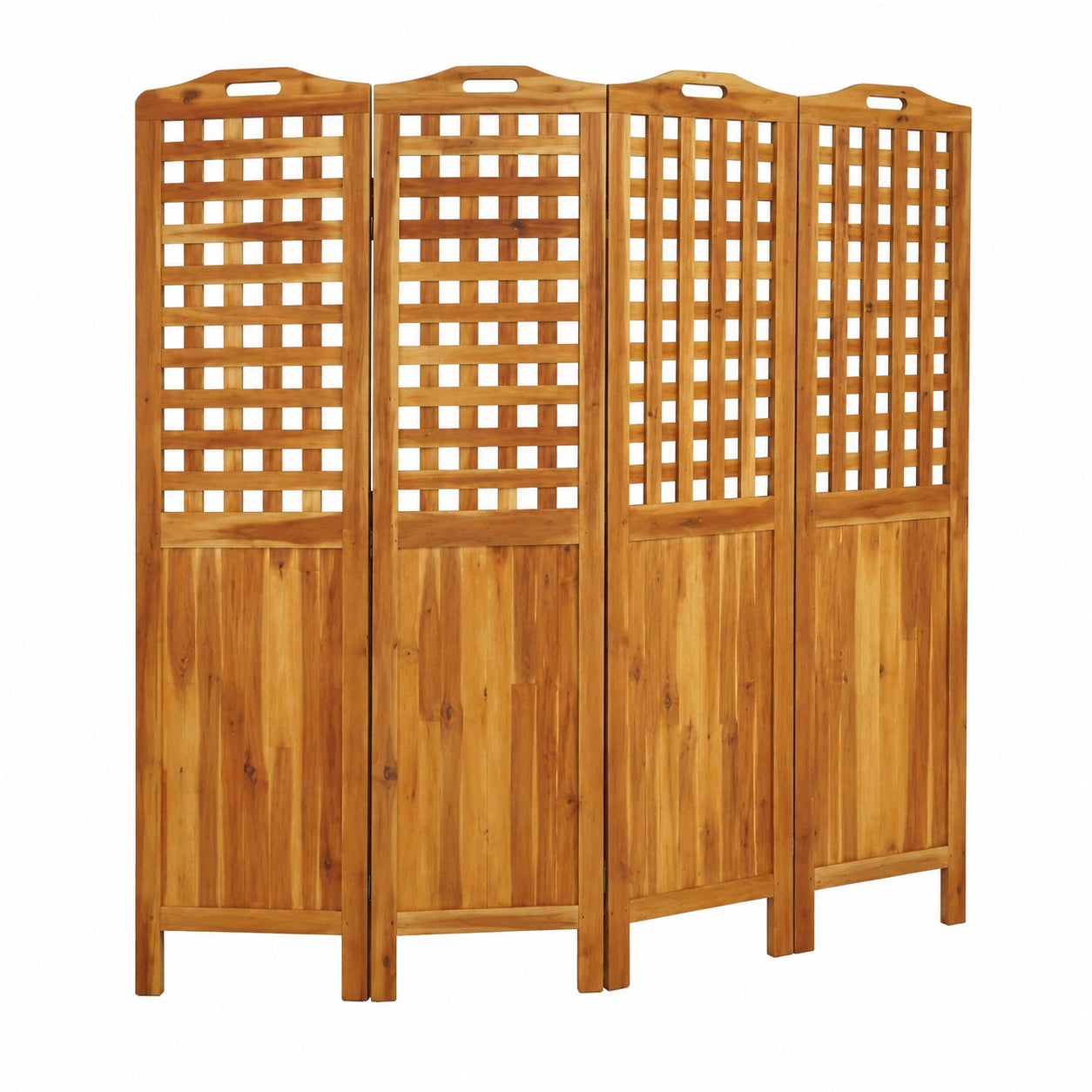 Divisor de Habitaciones de Madera de Acacia de 4 Paneles Plegables