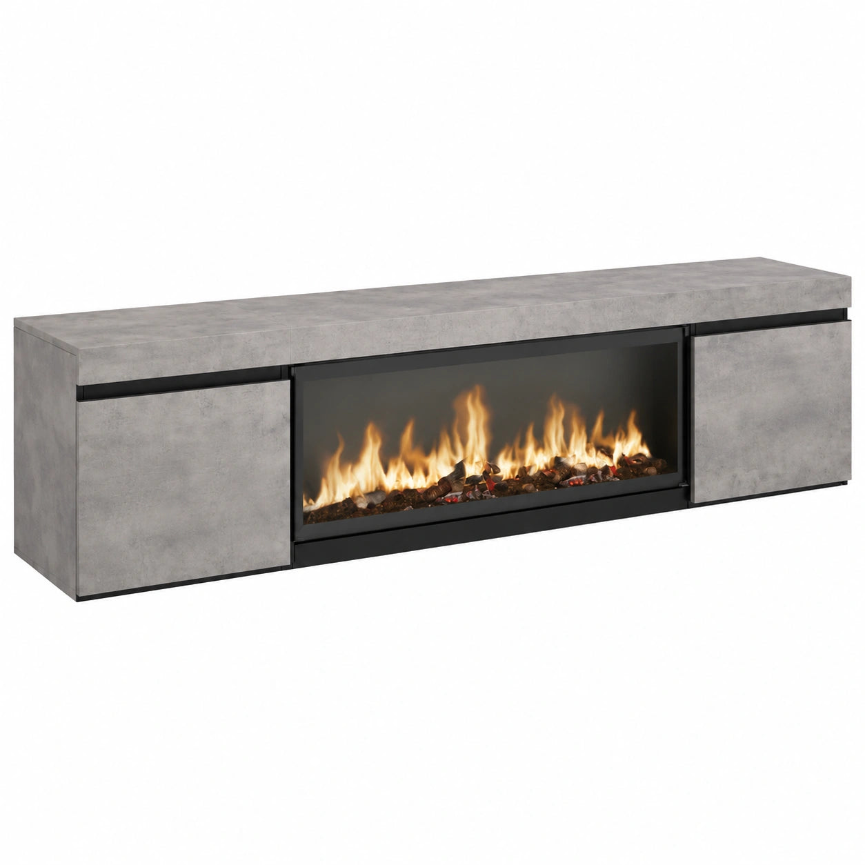 Mueble de TV Moderno con Chimenea Eléctrica XXL para Salón, Hasta 80''