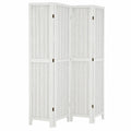 Biombo de 4 Paneles en Madera de Paulownia Blanca, Separador Plegable para Privacidad