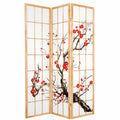 Biombo Japonés Shoji 135x180 cm 3 Paneles - Papel de Arroz y Flores de Cerezo