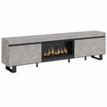 Mueble de TV Grande con Chimenea Eléctrica, Estilo Industrial Moderno, 288x57x35 cm