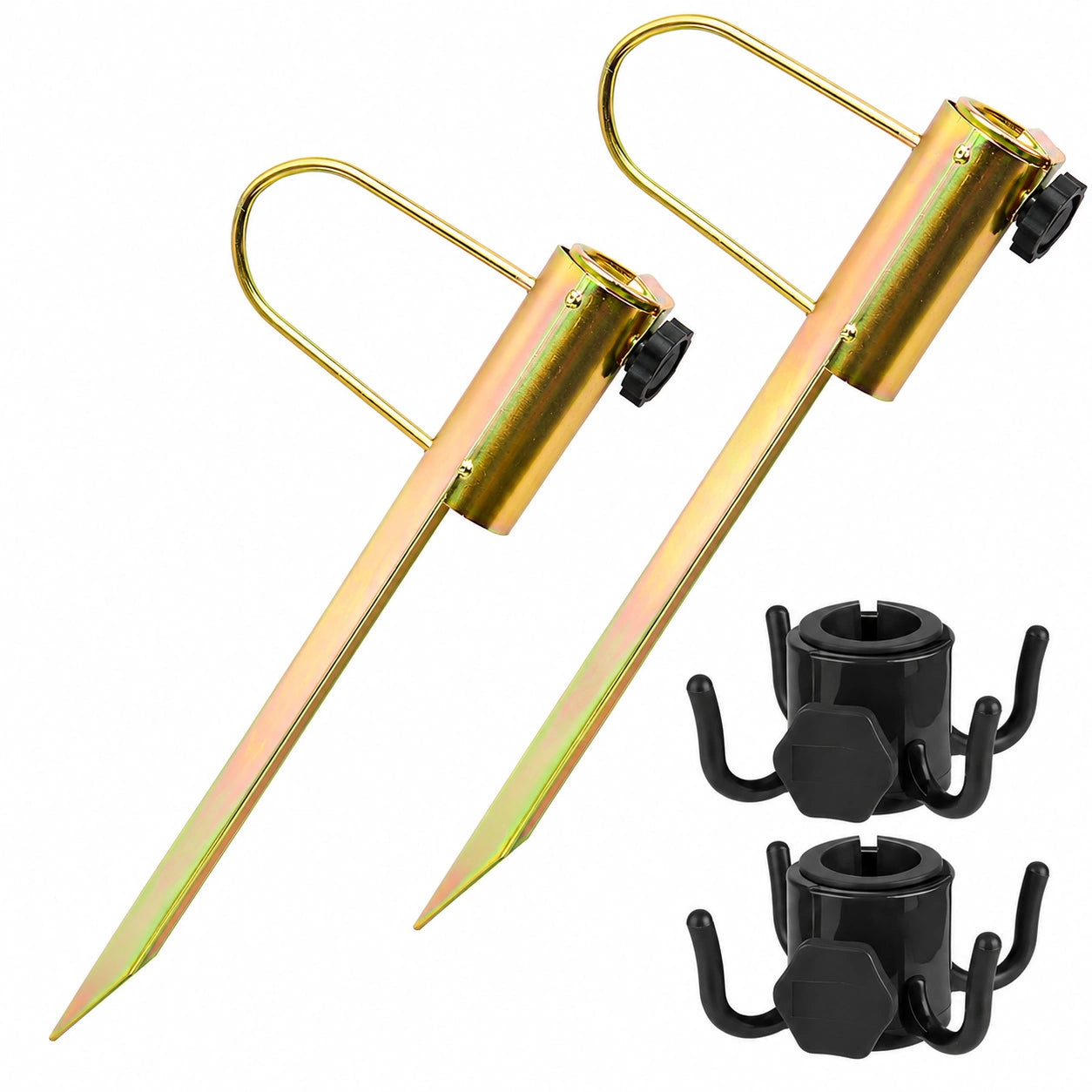 Juego de 2 Soportes Universales para Sombrillas de Acero con Estaca, Compatible con Diámetro 22-32 mm, Anclaje para Playa y Jardín