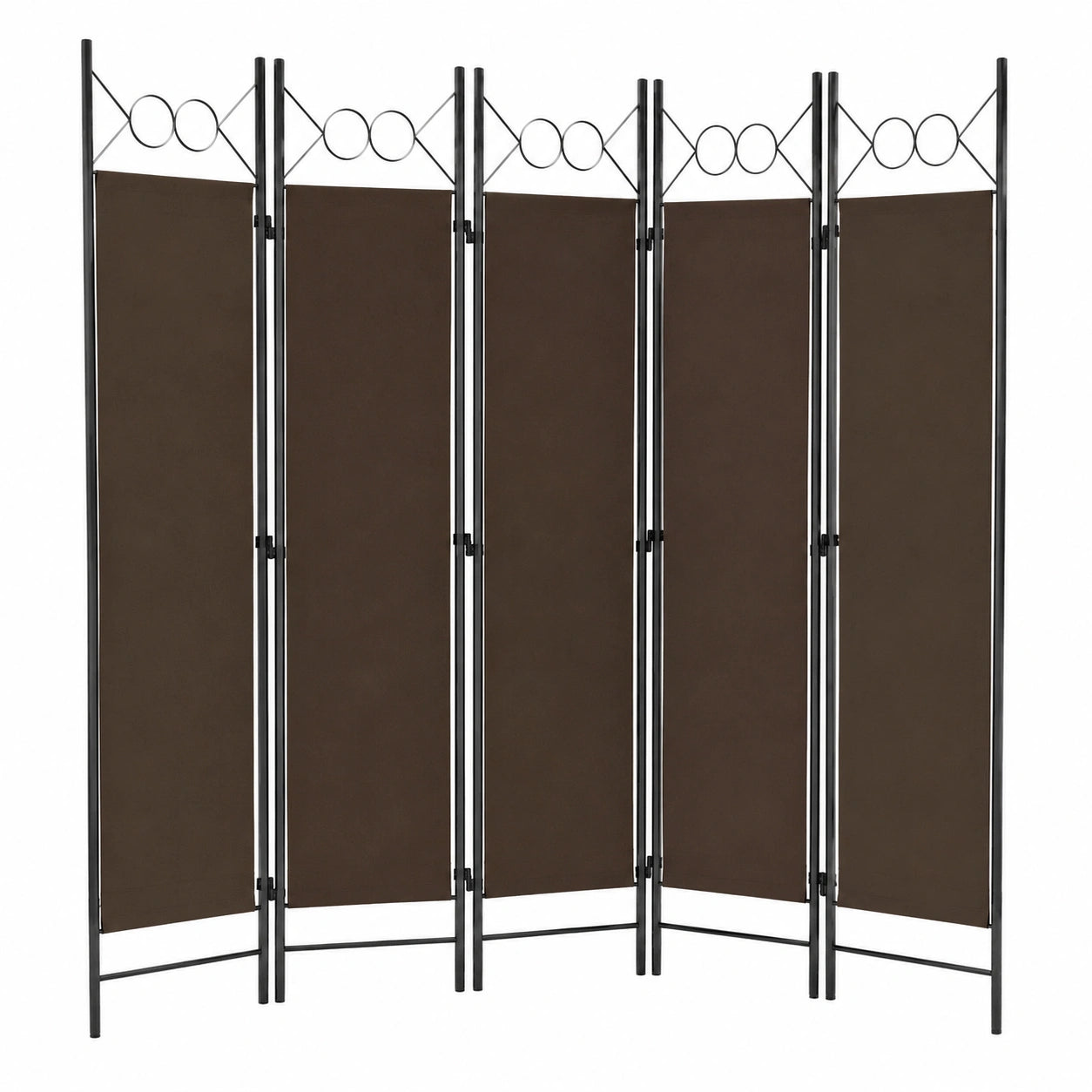 Biombo Divisor 5 Paneles Marrón 200x180 cm para Dormitorio y Salón