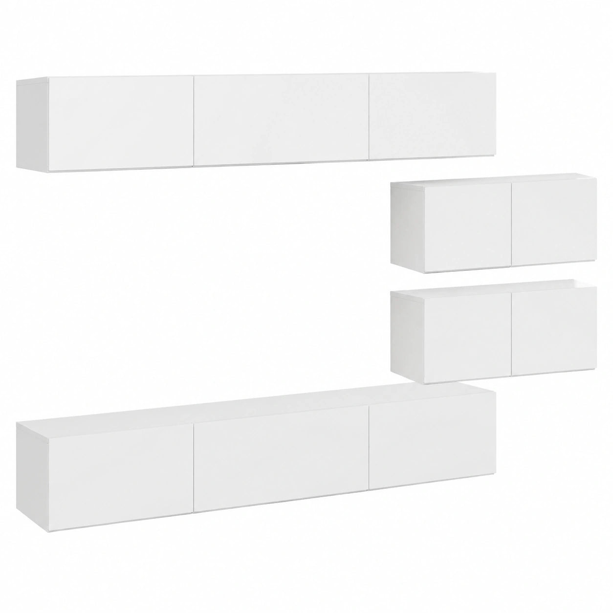 Conjunto de Muebles Modernos para Salón y Comedor, 6 Piezas, Color Blanco